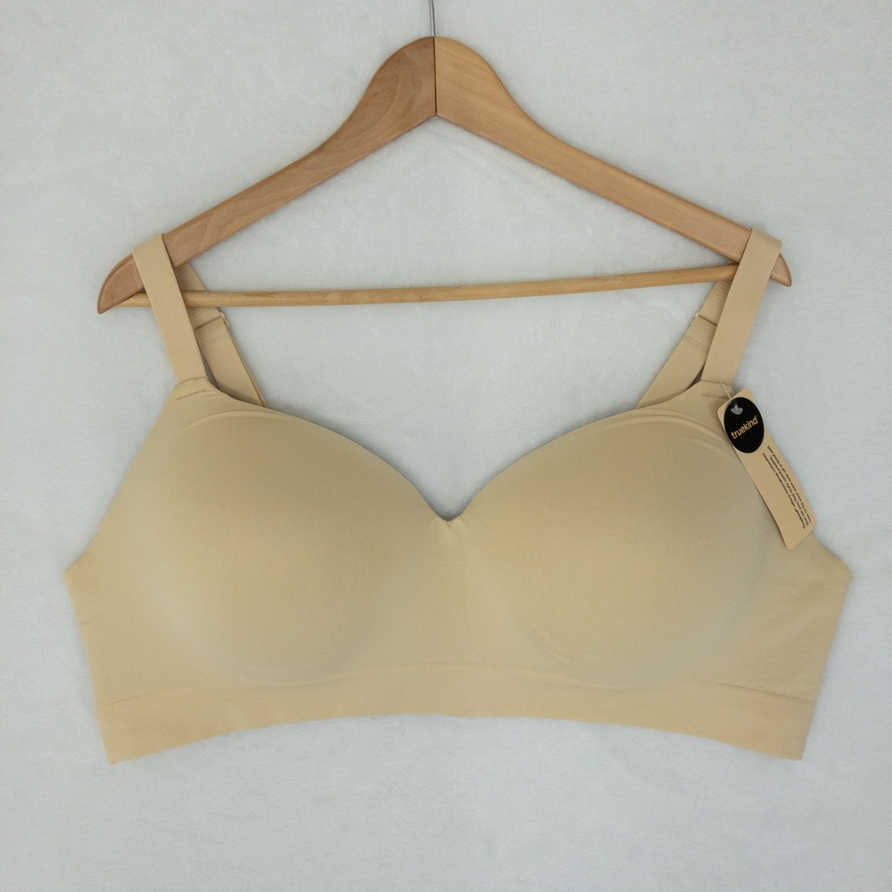 Truekind Supportive Comfort Wireless Shaping Bra Women 4XL Beige Seamless Padded